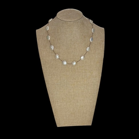 Margo Morrison | Sterling Silver Coin Pearl Necklace | 20” Adjustable - Picture 13 of 14
